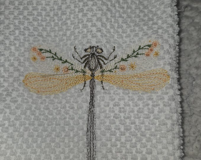 Embroidered Dragonfly Towel