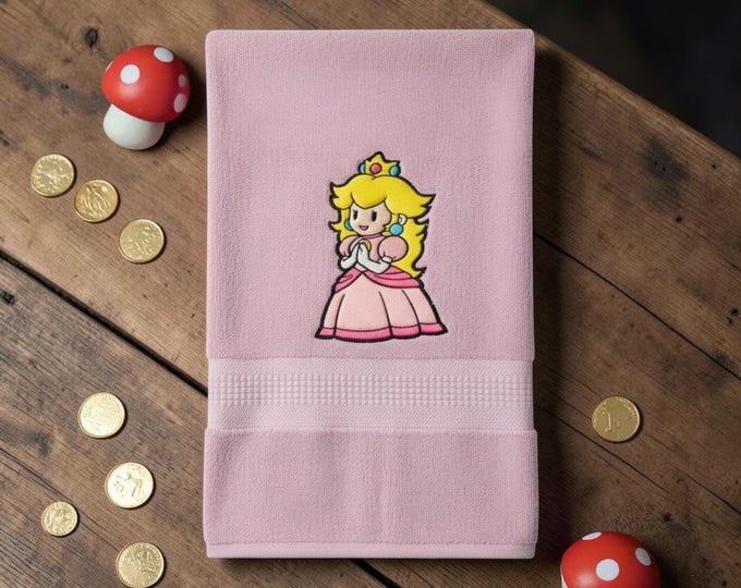 Embroidered princess peach Towel