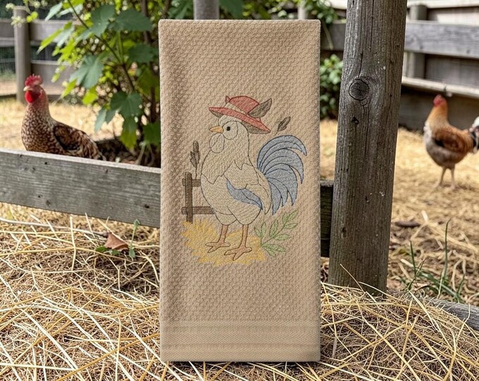 Embroidered chicken towel