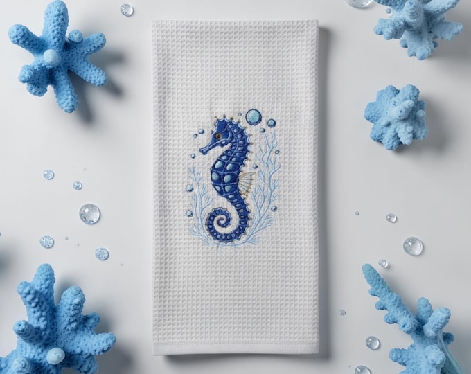 embroidered seahorse towel