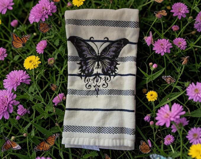 Handmade Butterfly Towel: Embroidered Accent