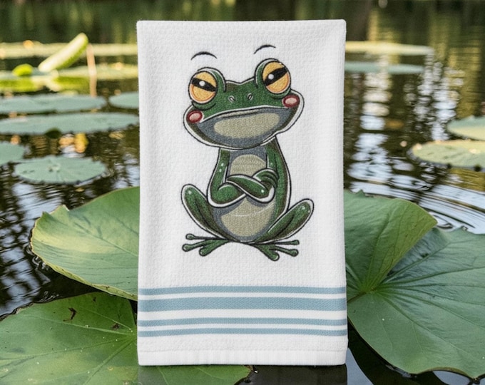 Embroidered Frog Towel