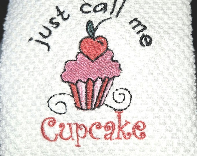 embroidered cupcake towel