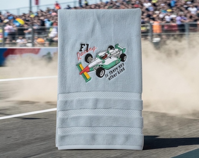 embroidered f1 racing towel