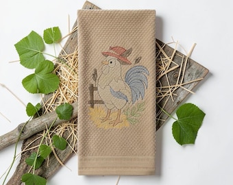 Embroidered chicken towel