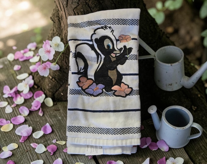 embroidered flower the skunk towel