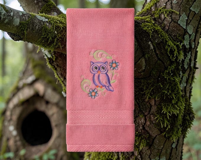 Embroidered Owl Towel