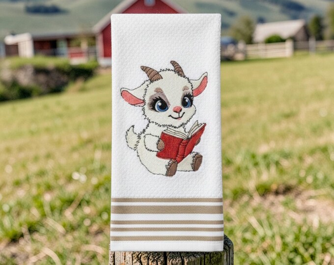 embroidered goat towel