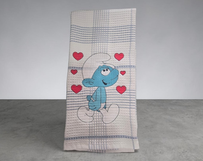Embroidered smurf hand towel
