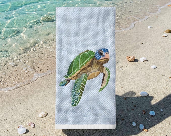 Embroidered Turtle Towel