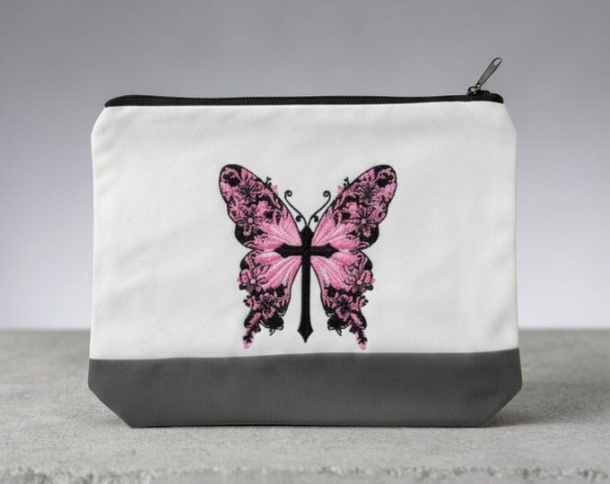 Embroidered small butterfly cross