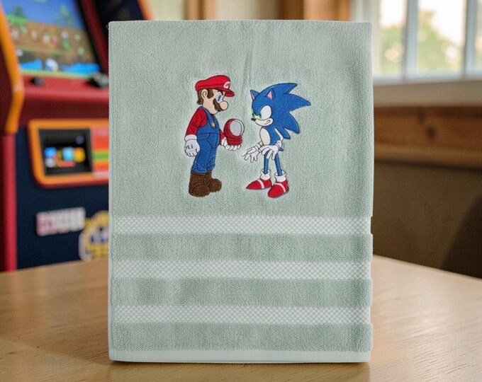 sonic the hedgehog and mario towel