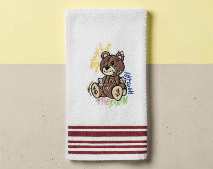 embroidered inspirational bear towel