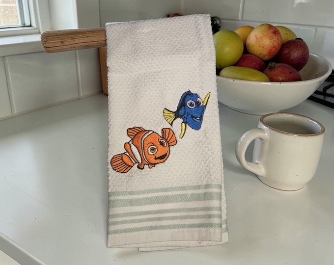 embroidered Dori and Nemo towel