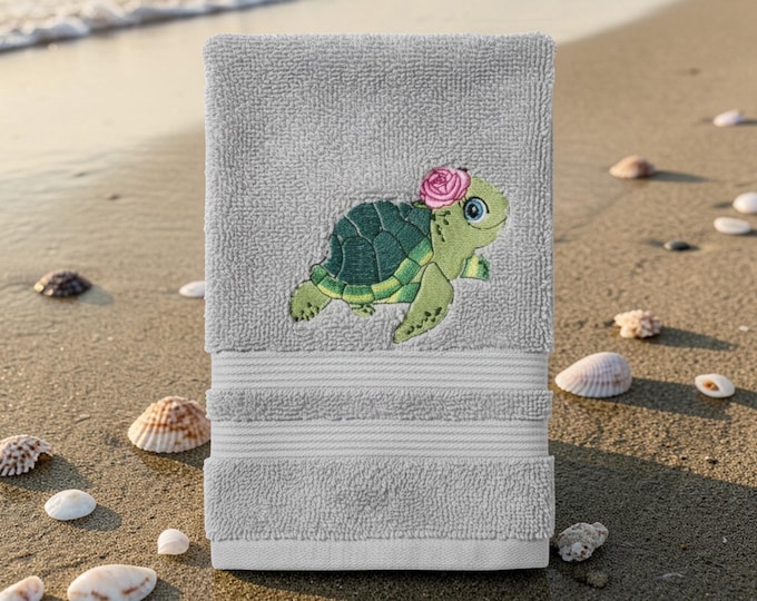 Embroidered Turtle Towel