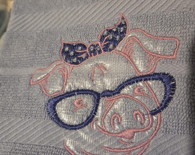 embroidered pig towel