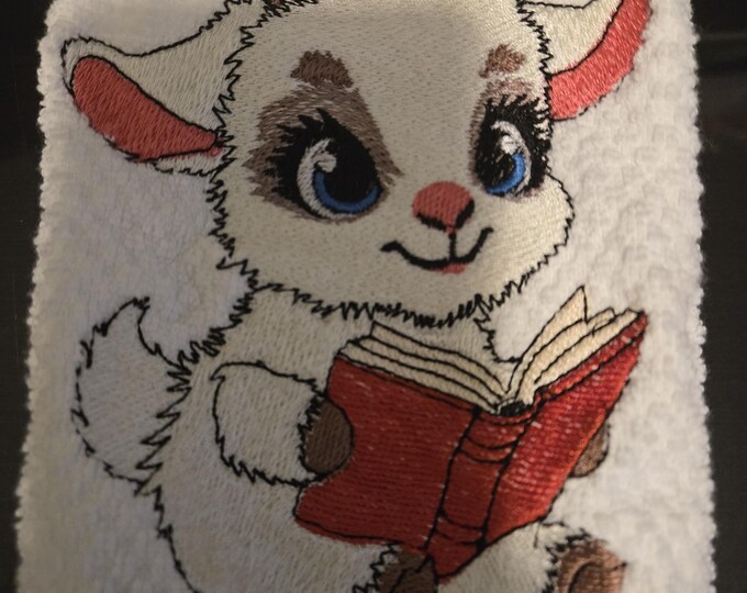 embroidered goat towel