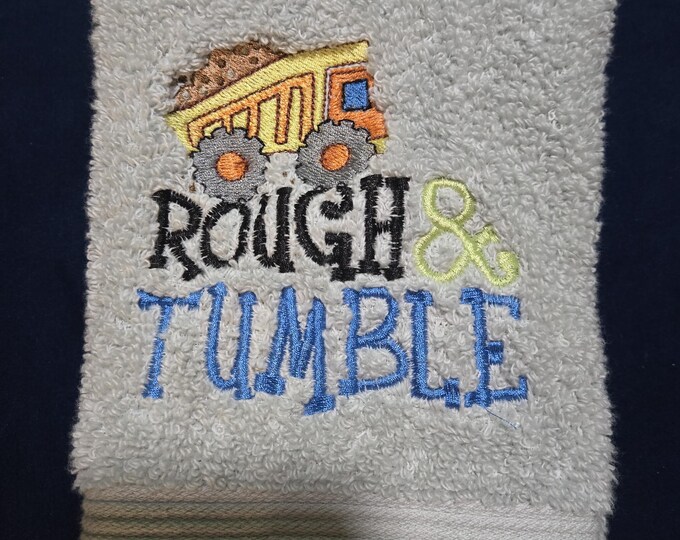 embroidered rough & tumble towel