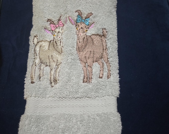 embroidered goat towel