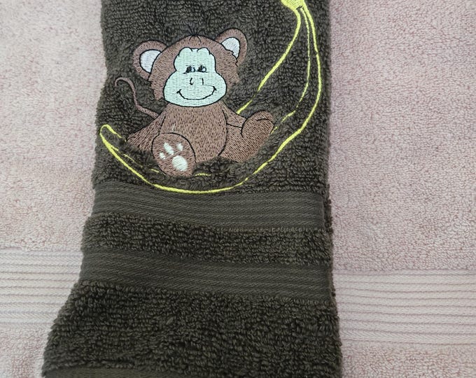 monkey on banana hand towel