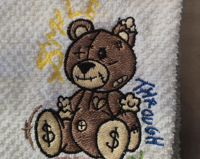 embroidered inspirational bear towel