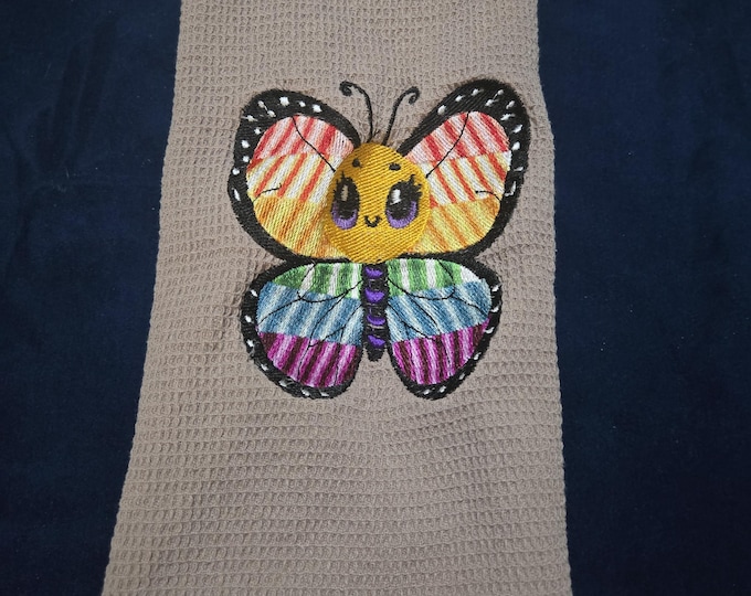 Handmade Embroidered Butterfly Hand Towel