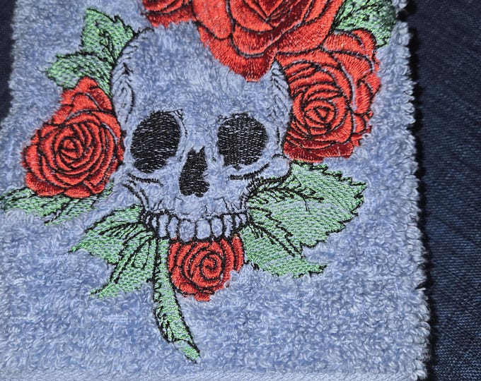 Skull and rose towel