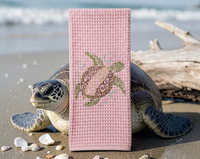 Embroidered Turtle Towel
