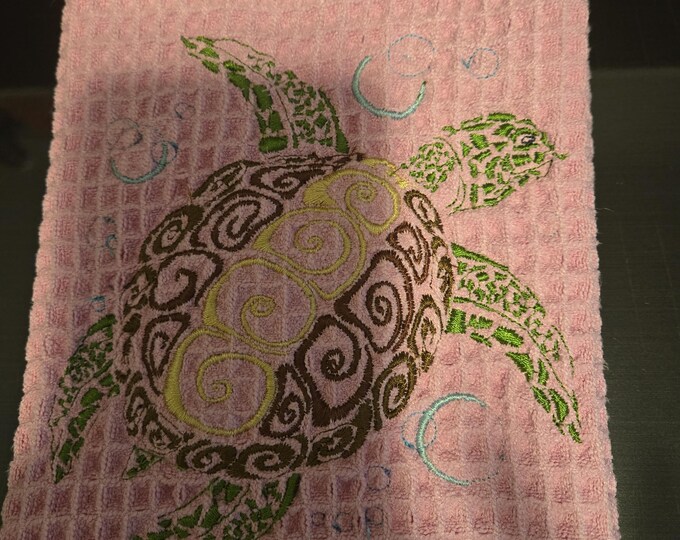 Embroidered Turtle Towel