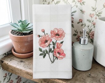 Embroidered Flower Hand Towel