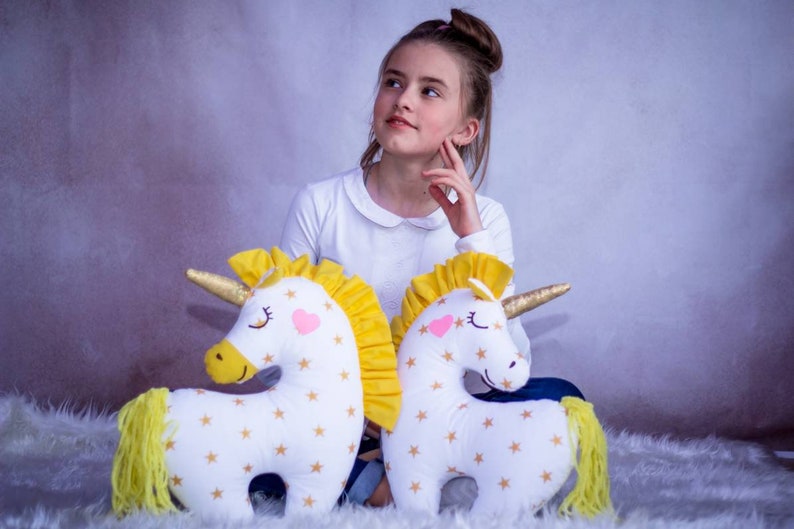 Unicorn pillow soft toy Stuffed white unicorn lover Magic princess room decor From grandma to granddaughter Unicorn fan Christmas in July