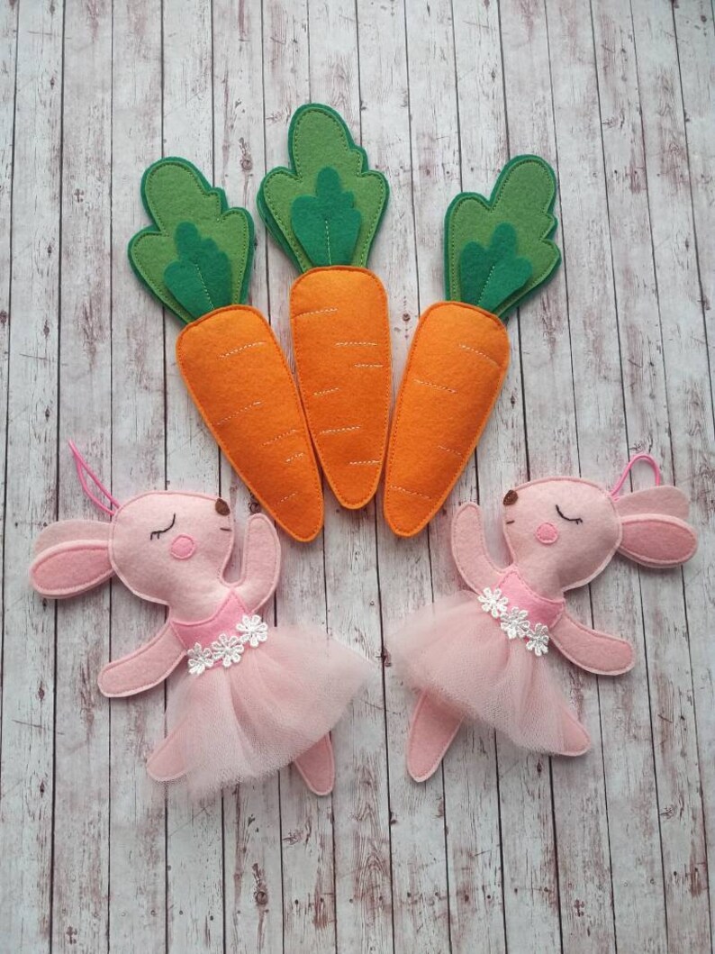 Carrot Garland Felt Bunny Garland Hanging Easter Ornament Etsy