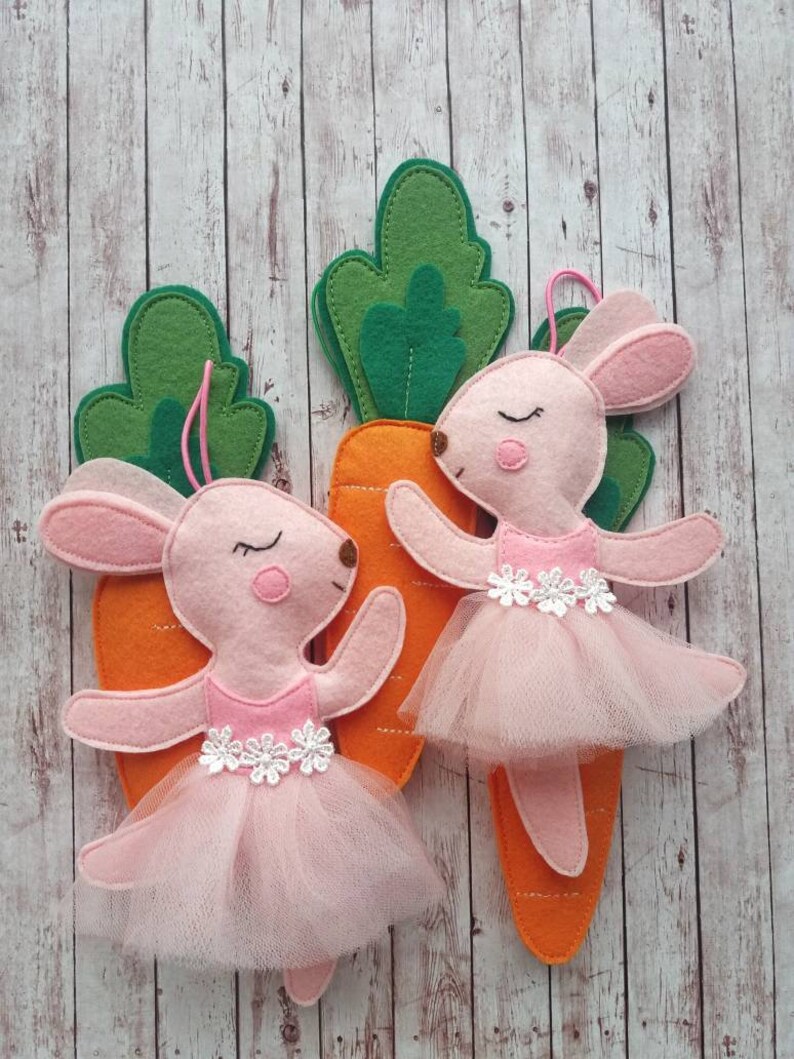 Carrot Garland Felt Bunny Garland Hanging Easter Ornament Etsy