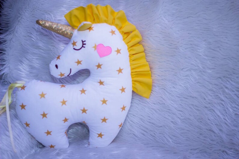 Unicorn pillow soft toy Stuffed white unicorn lover Magic princess room decor From grandma to granddaughter Unicorn fan Christmas in July