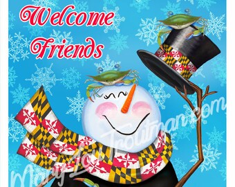 Maryland Snowman Yard Flag
