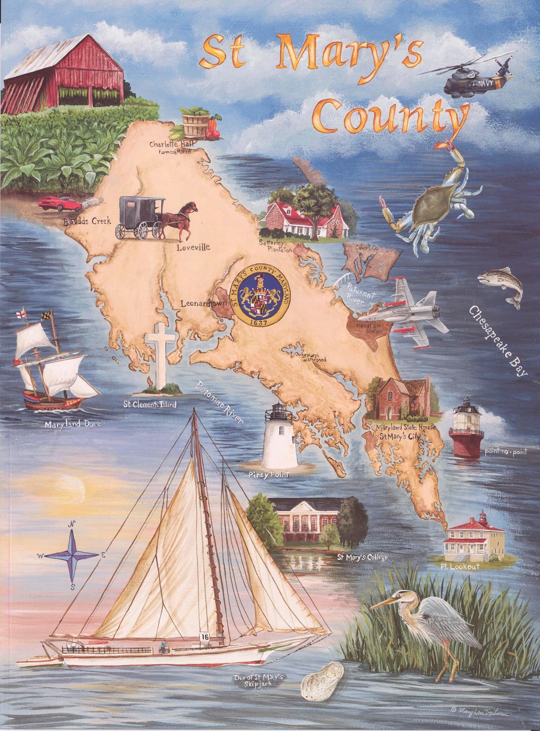 St Marys County Map Etsy St Marys County Map Etsy
