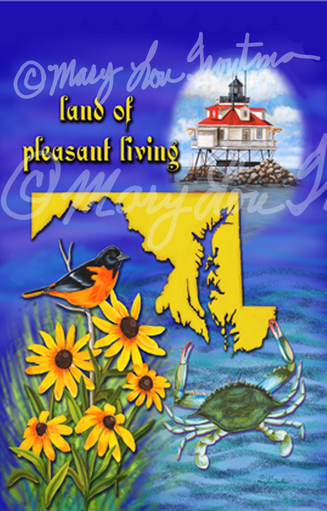 Maryland Symbols Matted Print - Etsy