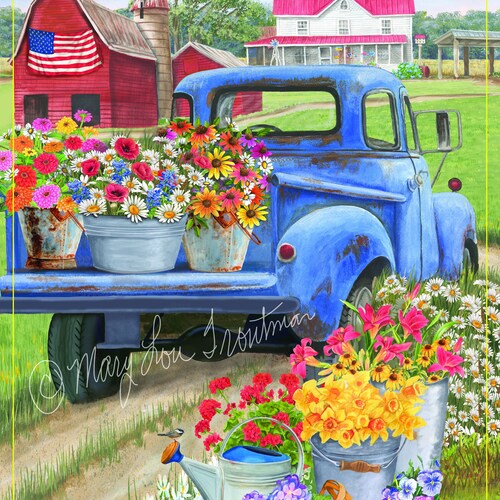 Blue Truck Spring Flowers - Etsy