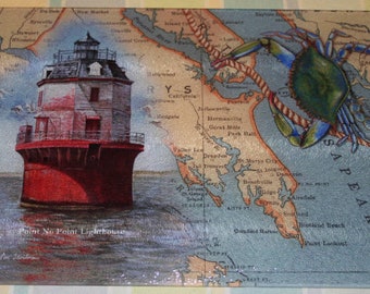 pt. no pt. lighthouse with map cutting board