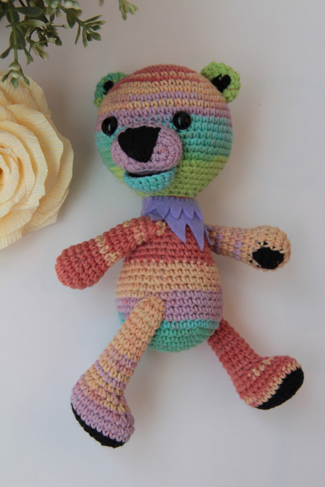 Grateful dead bear Rainbow bear Dancing bear Baby crochet toys Etsy