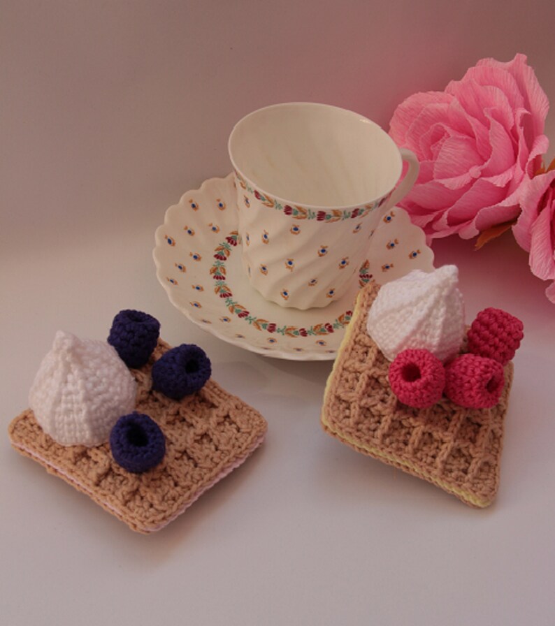 Crochet waffles Play food Сrocheted sweets Miniature food Baby Etsy