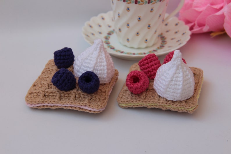 Crochet waffles Play food Сrocheted sweets Miniature food Baby Etsy