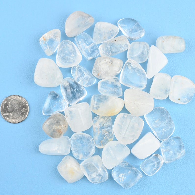 Polished Healing Crystal Gemstones 6 clear quartz tumblestones 20-30mm Polished Healing Crystal Gemstones 6 clear quartz tumblestones 20-30mm