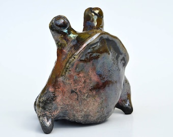 Raku Frog - Original Handmade Ceramic Art Sculpture