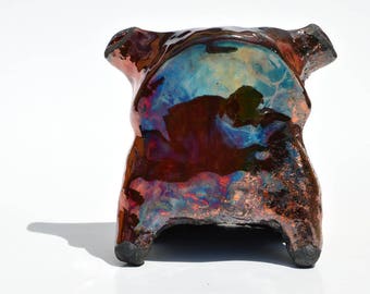 Raku Frog - Original Handmade Ceramic Art Sculpture