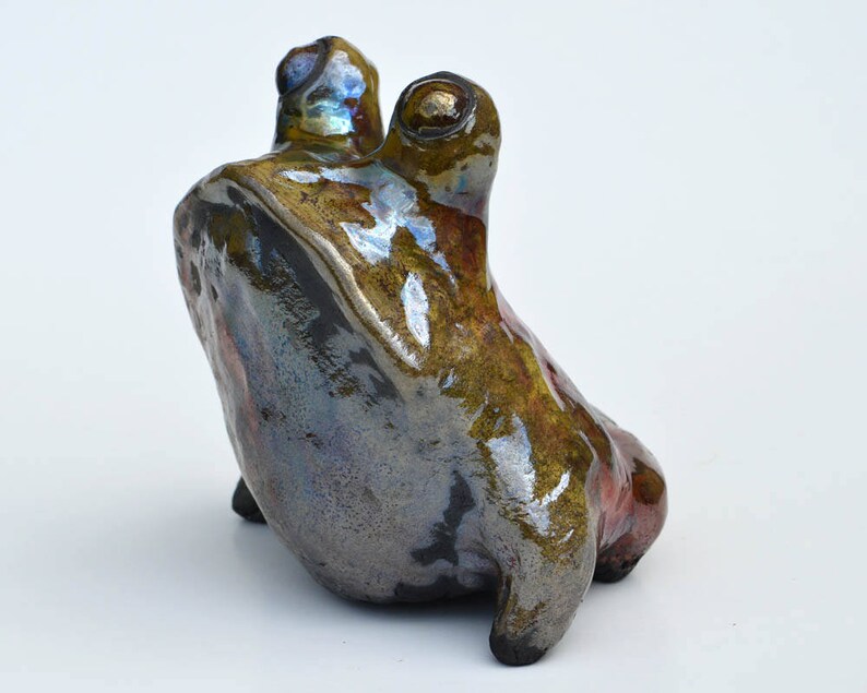 Original Handmade Ceramic Art Sculpture Raku Frog