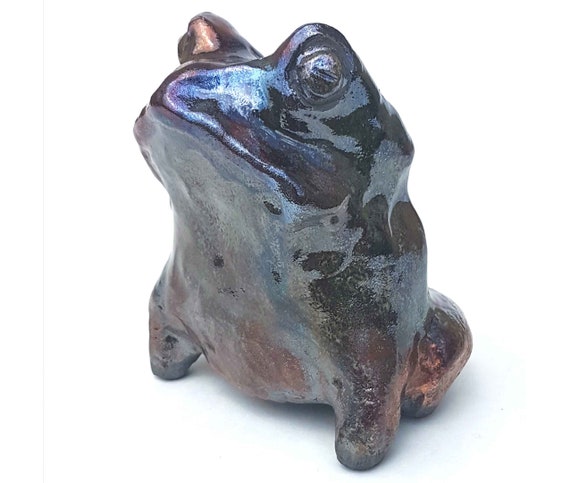 Original Handmade Ceramic Art Sculpture Raku Frog