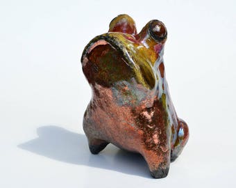 Raku Frog - Original Handmade Ceramic Art Sculpture
