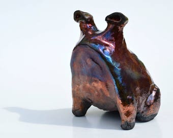 Raku Frog - Original Handmade Ceramic Art Sculpture
