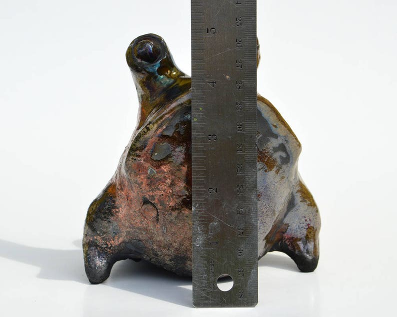 Original Handmade Ceramic Art Sculpture Raku Frog